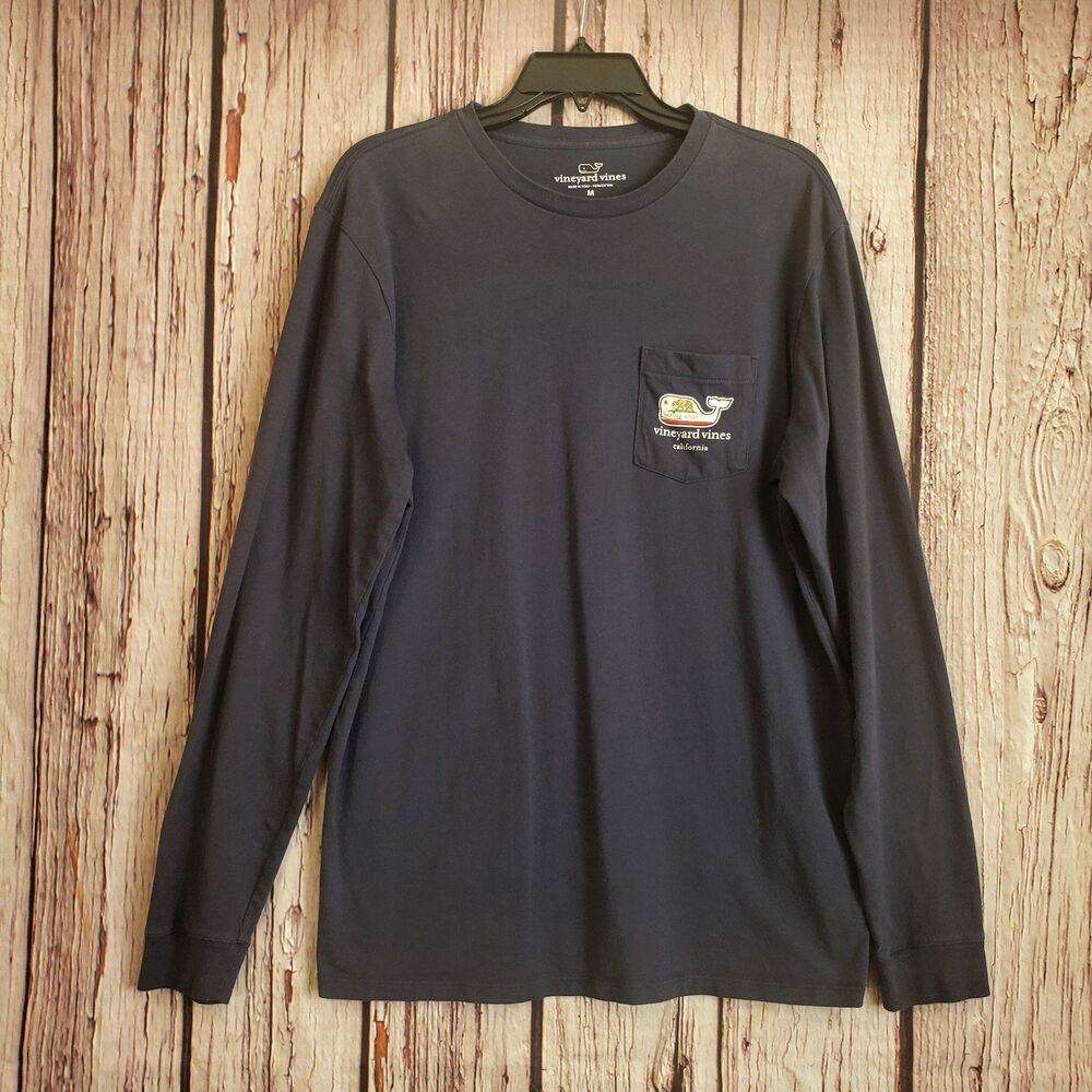 Vineyard Vines Medium T-Shirt Whale Logo California Cotton Long Sleeves Crew